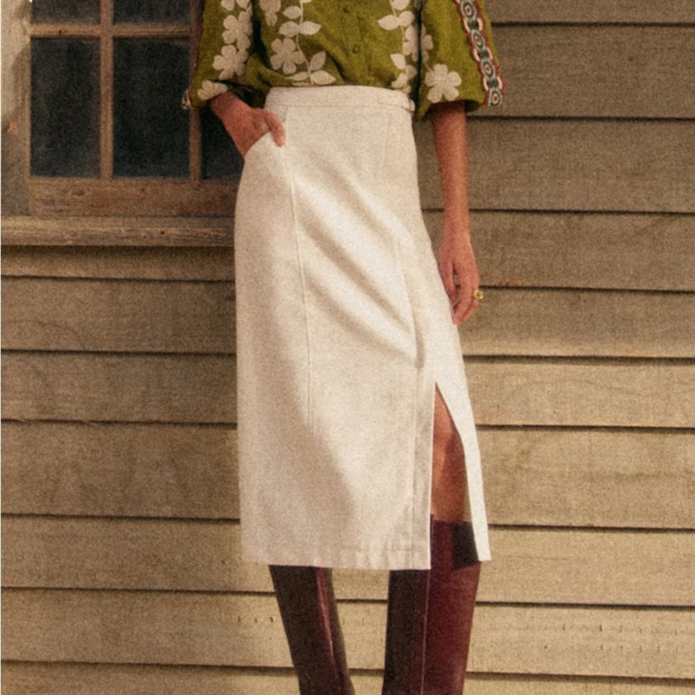 Sezane Cream Pencil Skirt